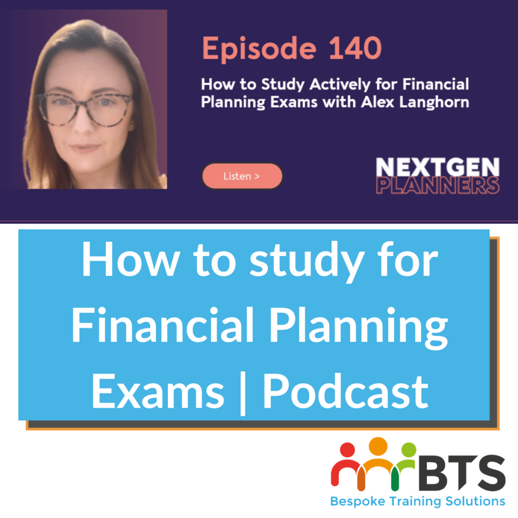 Head photo of Ale Langhorn and text how to study for financial planning exams podcast